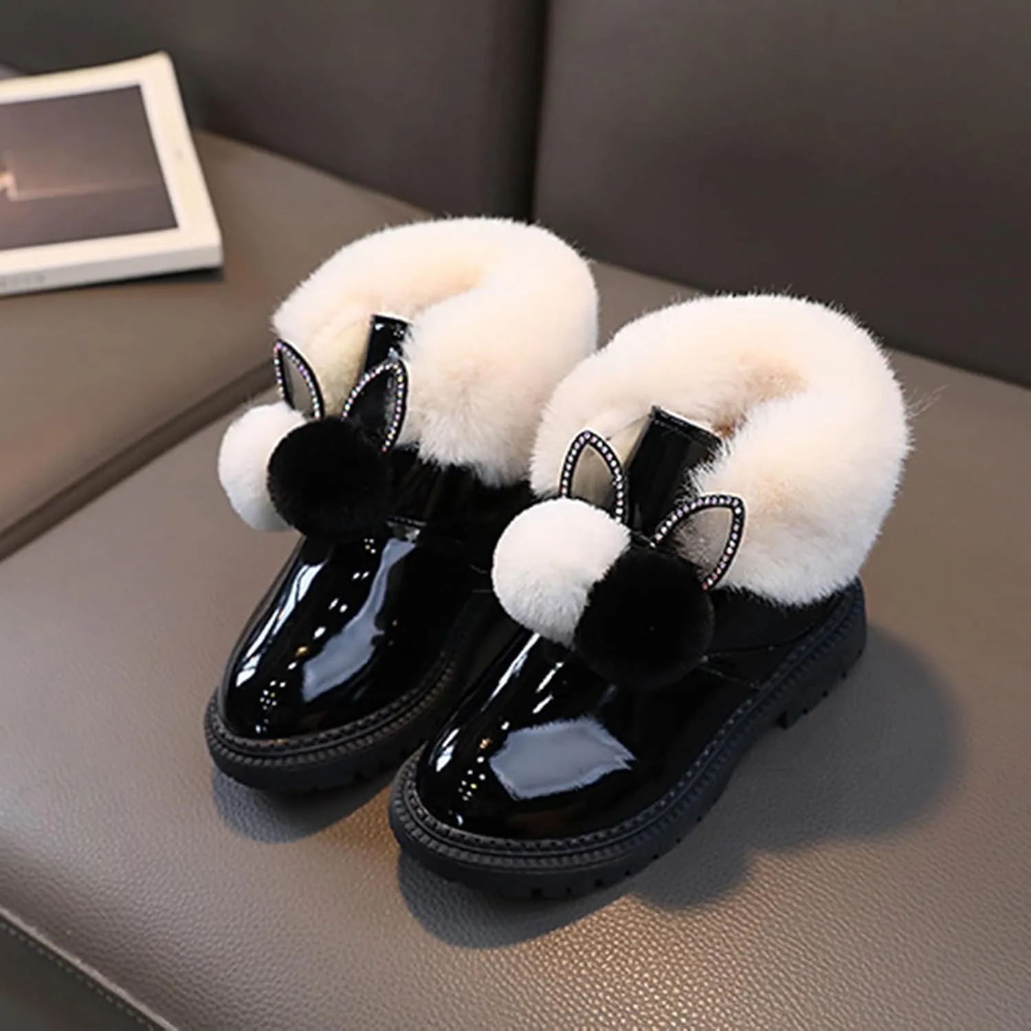 Kids Winter Boots Snow Boots for Girls Warm Cozy Fuzzy Non-Slip Comfy Cute Durable Outdoor Princess Faux Fur Lined Boots