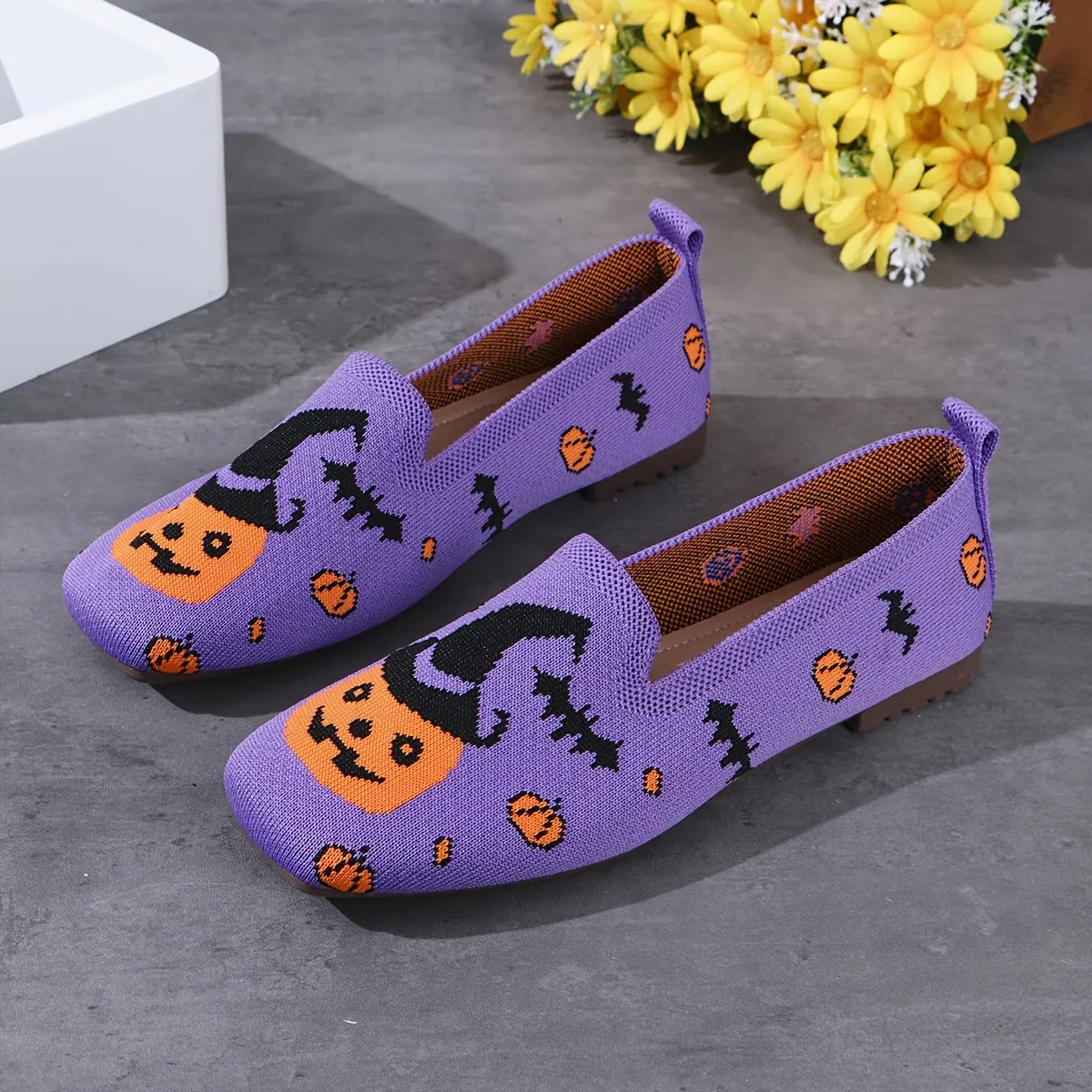 Lightweight Halloween Pumpkin Slippers - Purple