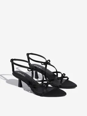 LUNA BLU Black Bow-Detailed Stiletto Heel Sandals