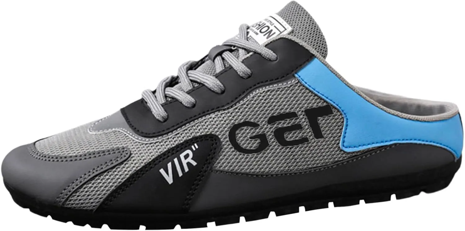 Men's Breathable Mesh Slippers Fashion Versatile Casual Shoes Lightweight Comfort Half Cap Toe Hiking Slippers