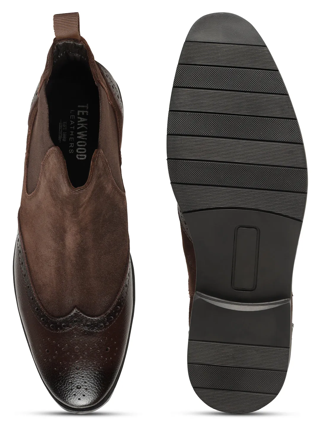 Men's Brown Solid Leather Chelsea boots