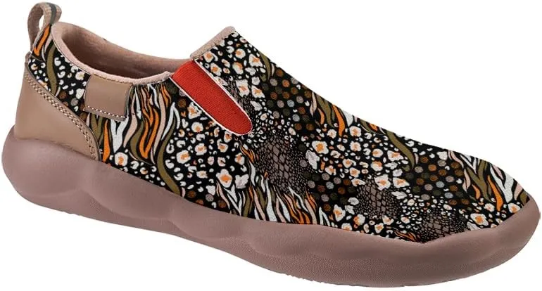 Men's Casual Slip-on Loafers Art Painted Lightweight Comfortable Sneakers Walking Travel Shoes Patchwork Floral Plants Pattern