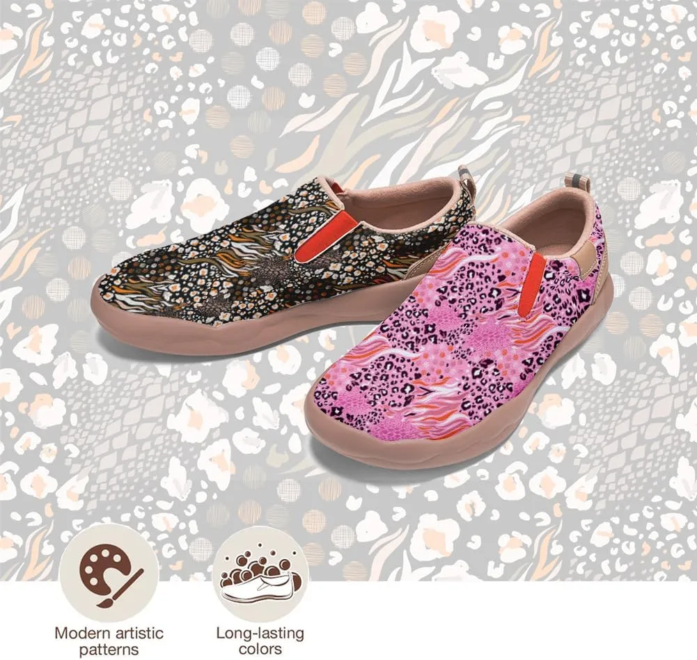Men's Casual Slip-on Loafers Art Painted Lightweight Comfortable Sneakers Walking Travel Shoes Patchwork Floral Plants Pattern