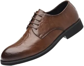 Mens Leather Shoes Classic Business Casual Loafers Patent Leather Formal Oxford Slip On Dress Shoes Comfortable Round Toe Lace Up Loafers Non-Slip