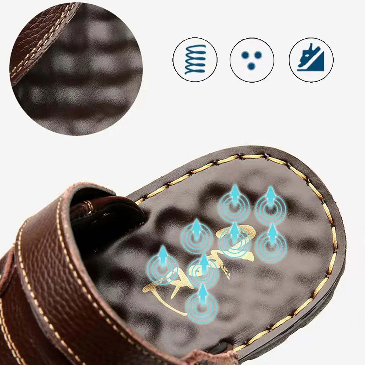 Men's Soft Sole Leather Sandals Breathable Outdoor Fisherman Shoes Open Toe Comfortable Casual Outdoor Sandals