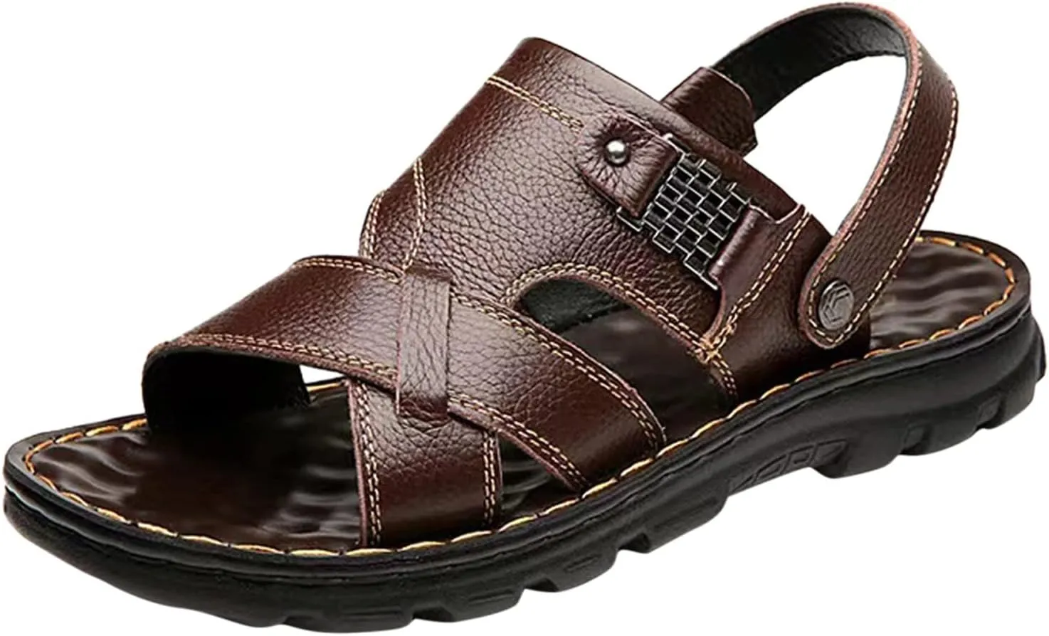 Men's Soft Sole Leather Sandals Breathable Outdoor Fisherman Shoes Open Toe Comfortable Casual Outdoor Sandals