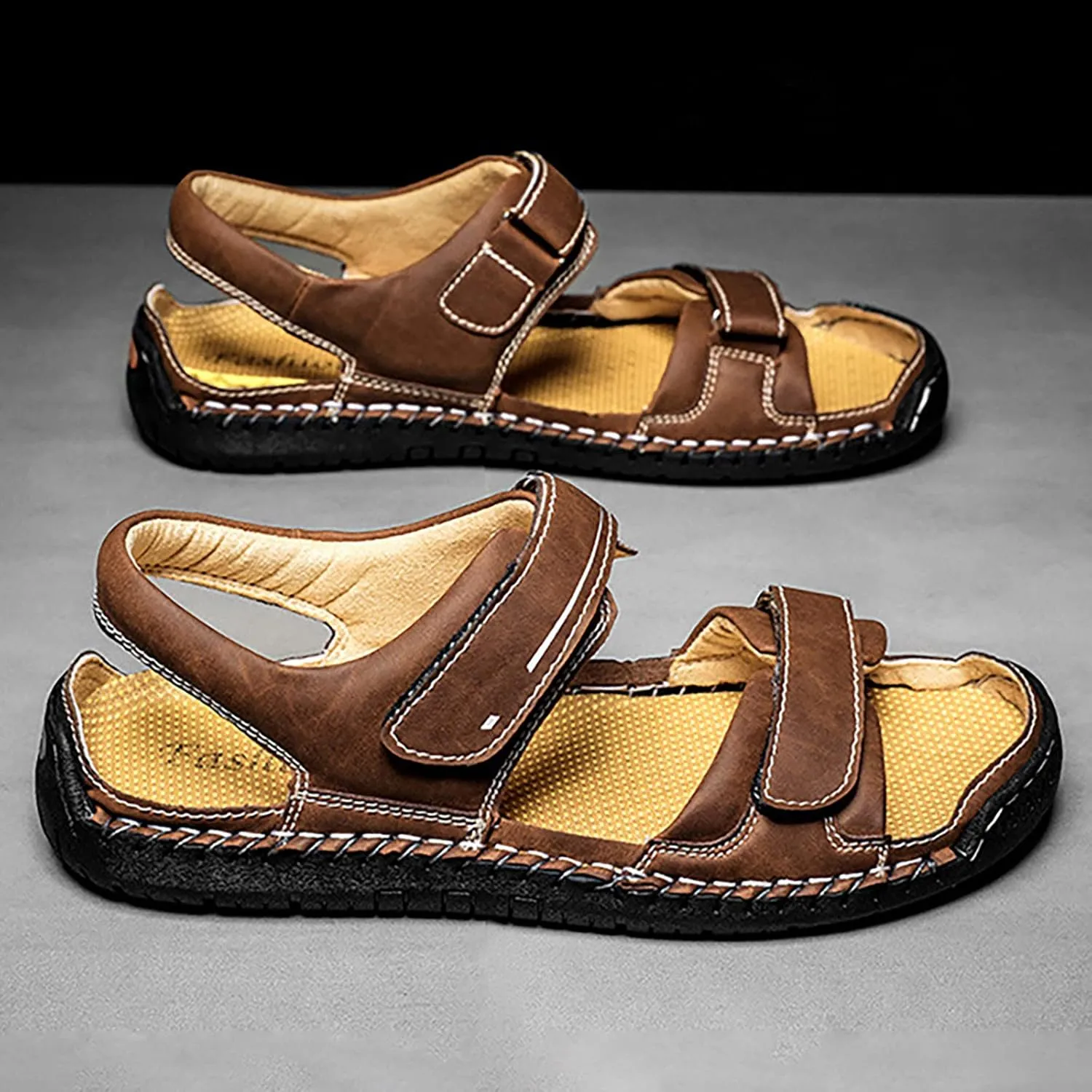 Men's Summer Sandals Breathable Daily Sports Beach Outdoor Shoes With Adjustable Strap Fisherman Leather Sandal