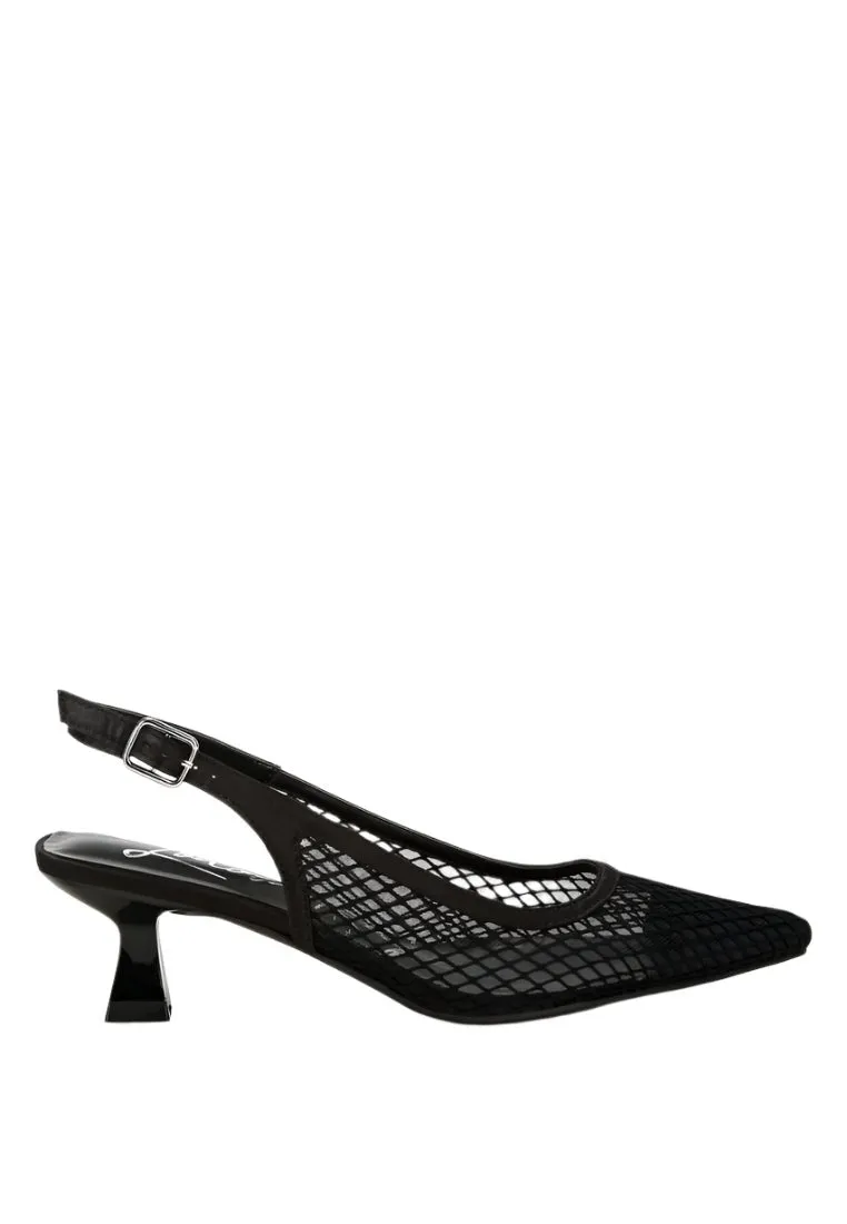 Mesh Pointed Slingback Heels