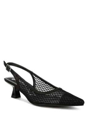 Mesh Pointed Slingback Heels