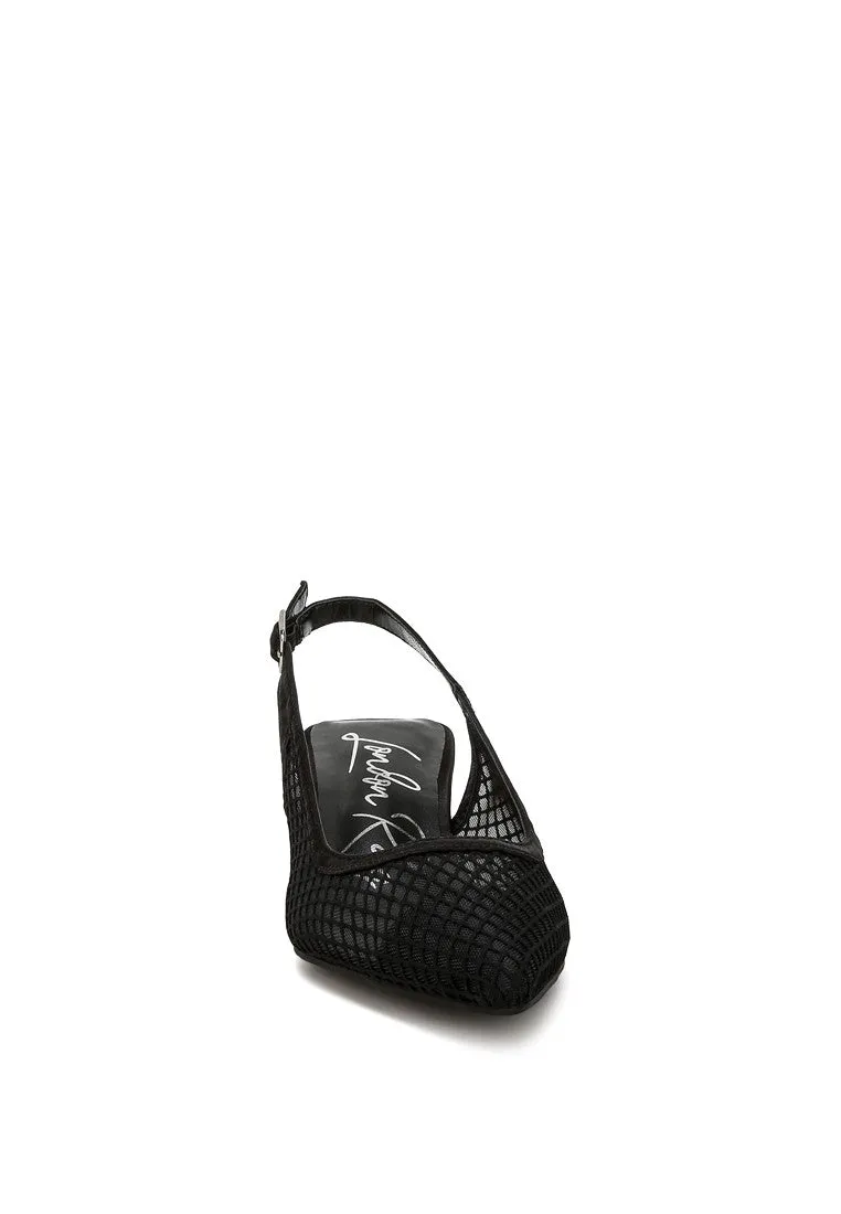 Mesh Pointed Slingback Heels