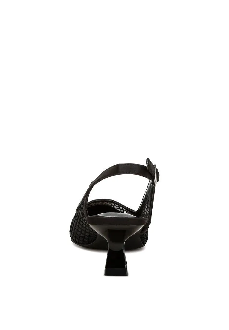 Mesh Pointed Slingback Heels