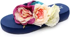 MIOKE Women's Bohemia Flowers Flat Platform Flipflops Summer Fashion Comfort Nonslip Beach Thong Sandals