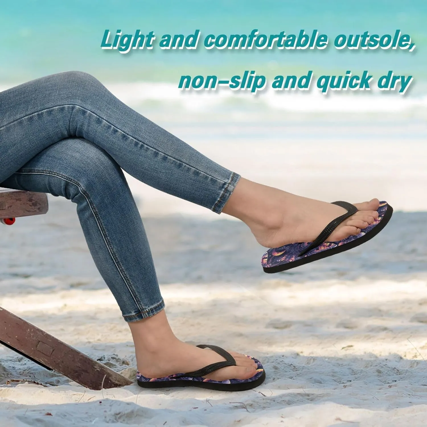 MNSRUU Flip Flops for Women Men Black Gothic Moon Spider Webs and Bats Flip Flops Womens Slides Men Sandals Shower Slippers Summer Non-Slip Flipflops for Swim Beach Bathroom, XS