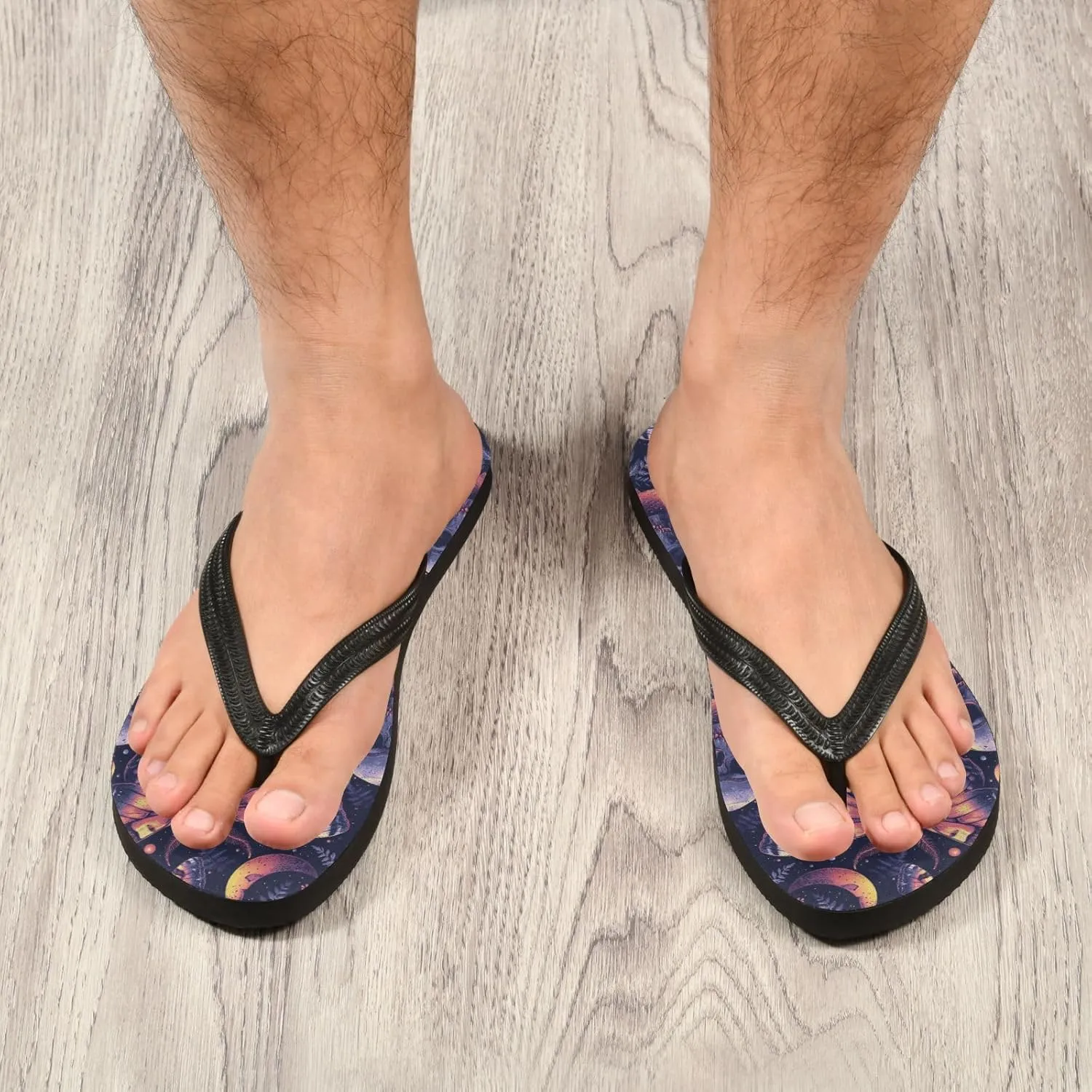 MNSRUU Flip Flops for Women Men Black Gothic Moon Spider Webs and Bats Flip Flops Womens Slides Men Sandals Shower Slippers Summer Non-Slip Flipflops for Swim Beach Bathroom, XS