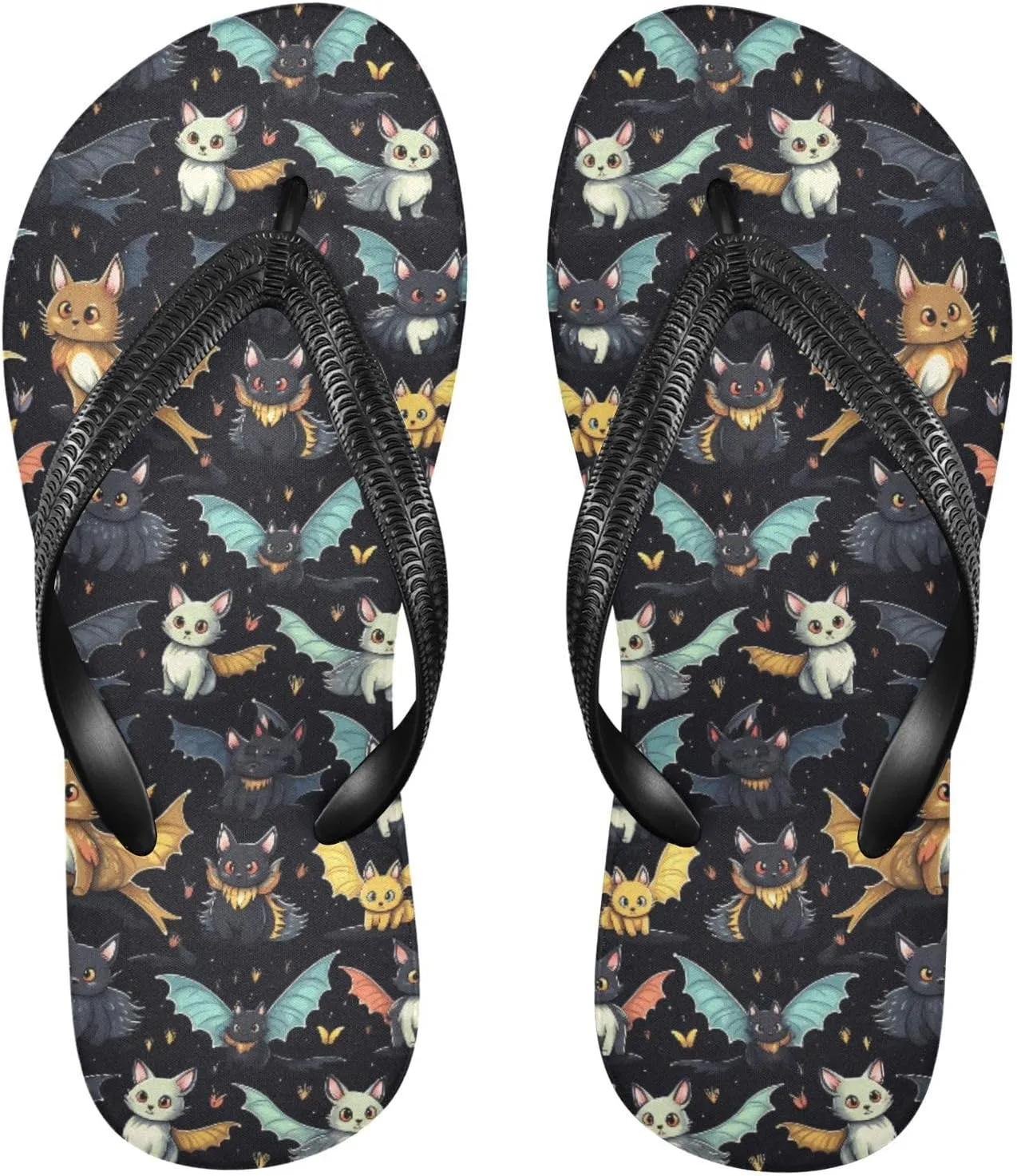 MNSRUU Flip Flops for Women Men Gothic Skull and Flower Flip Flops Womens Slides Men Sandals Shower Slippers Summer Non-Slip Flipflops for Swim Beach Bathroom, XS