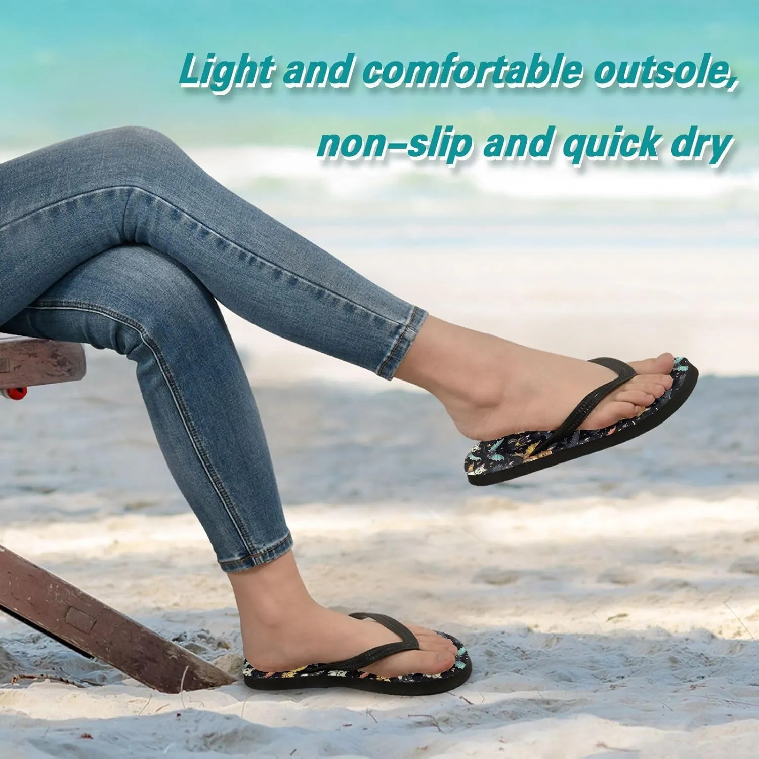 MNSRUU Flip Flops for Women Men Gothic Skull and Flower Flip Flops Womens Slides Men Sandals Shower Slippers Summer Non-Slip Flipflops for Swim Beach Bathroom, XS
