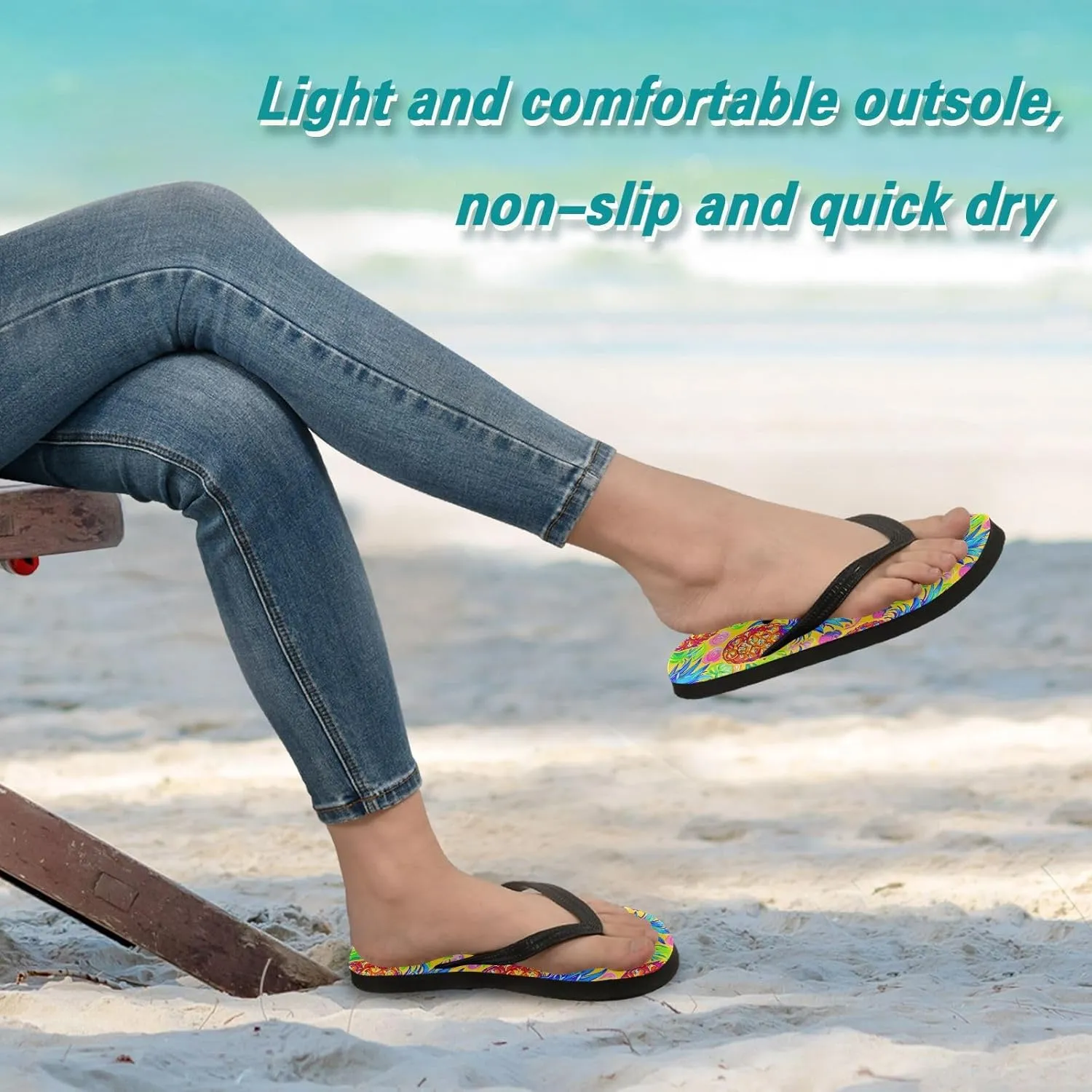 MNSRUU Flip Flops for Women Men Pineapple Flowers Flip Flops Womens Slides Men Sandals Shower Slippers Summer Non-Slip Flipflops for Swim Beach Bathroom, XS