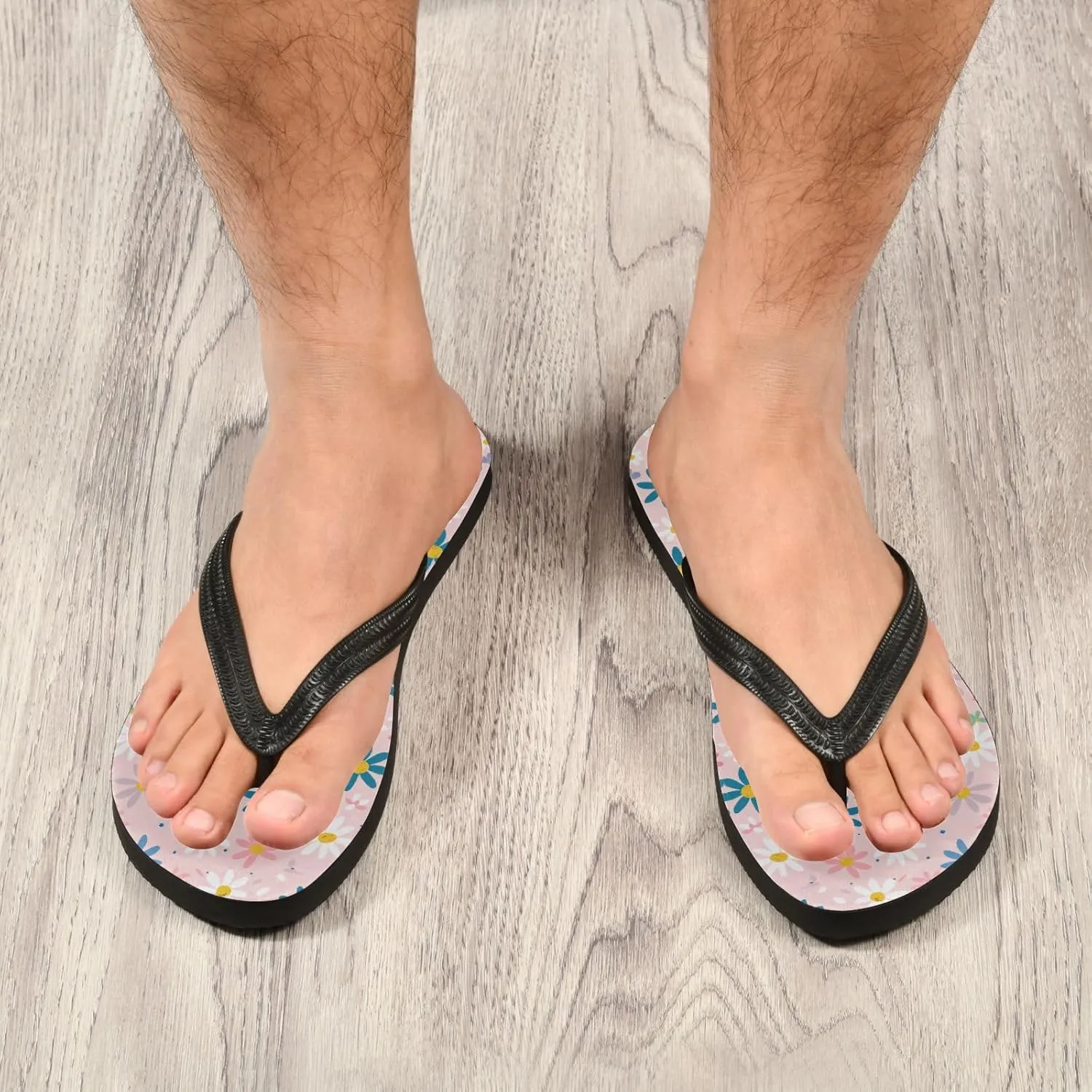 MNSRUU Flip Flops for Women Men Pineapple Flowers Flip Flops Womens Slides Men Sandals Shower Slippers Summer Non-Slip Flipflops for Swim Beach Bathroom, XS