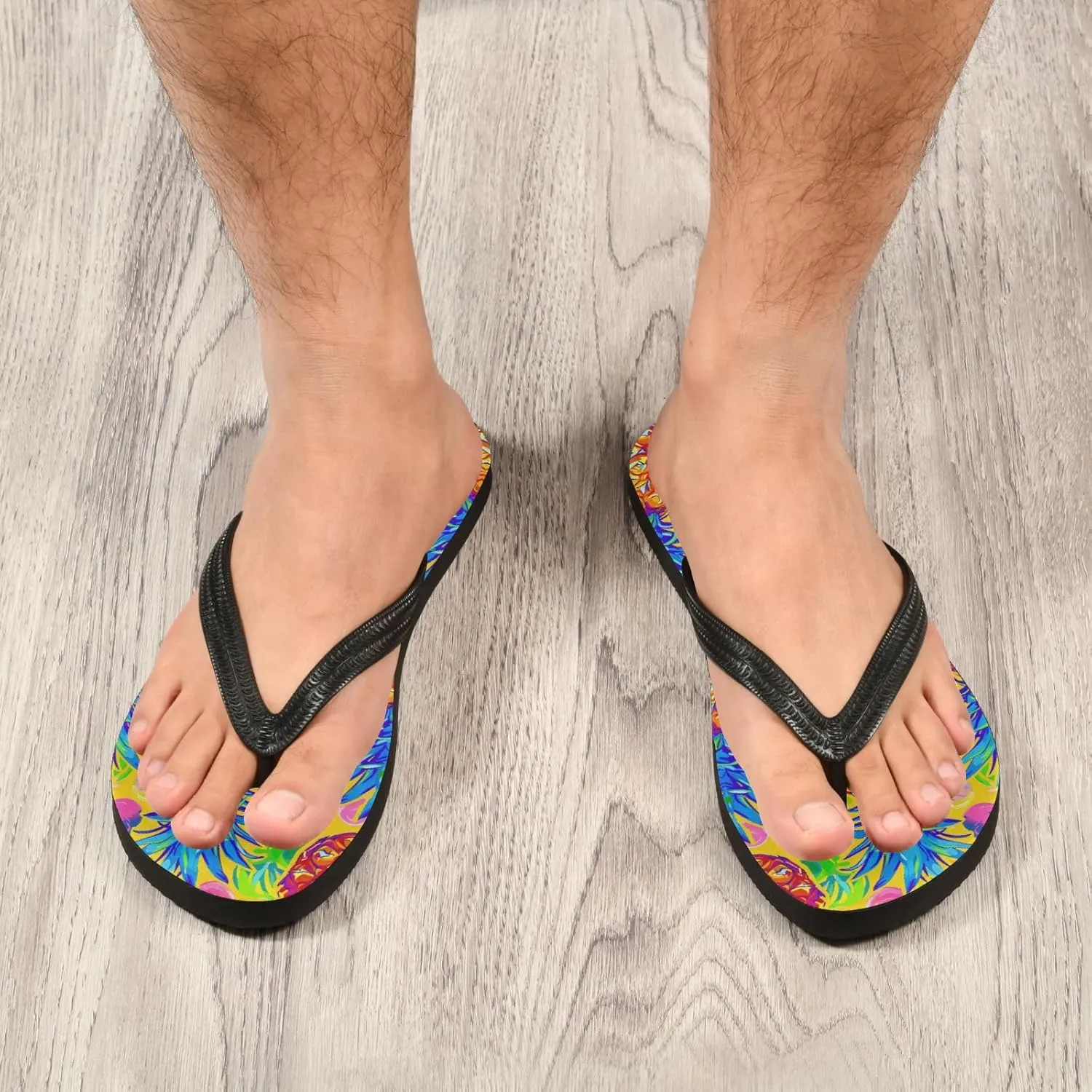 MNSRUU Flip Flops for Women Men Pineapple Flowers Flip Flops Womens Slides Men Sandals Shower Slippers Summer Non-Slip Flipflops for Swim Beach Bathroom, XS