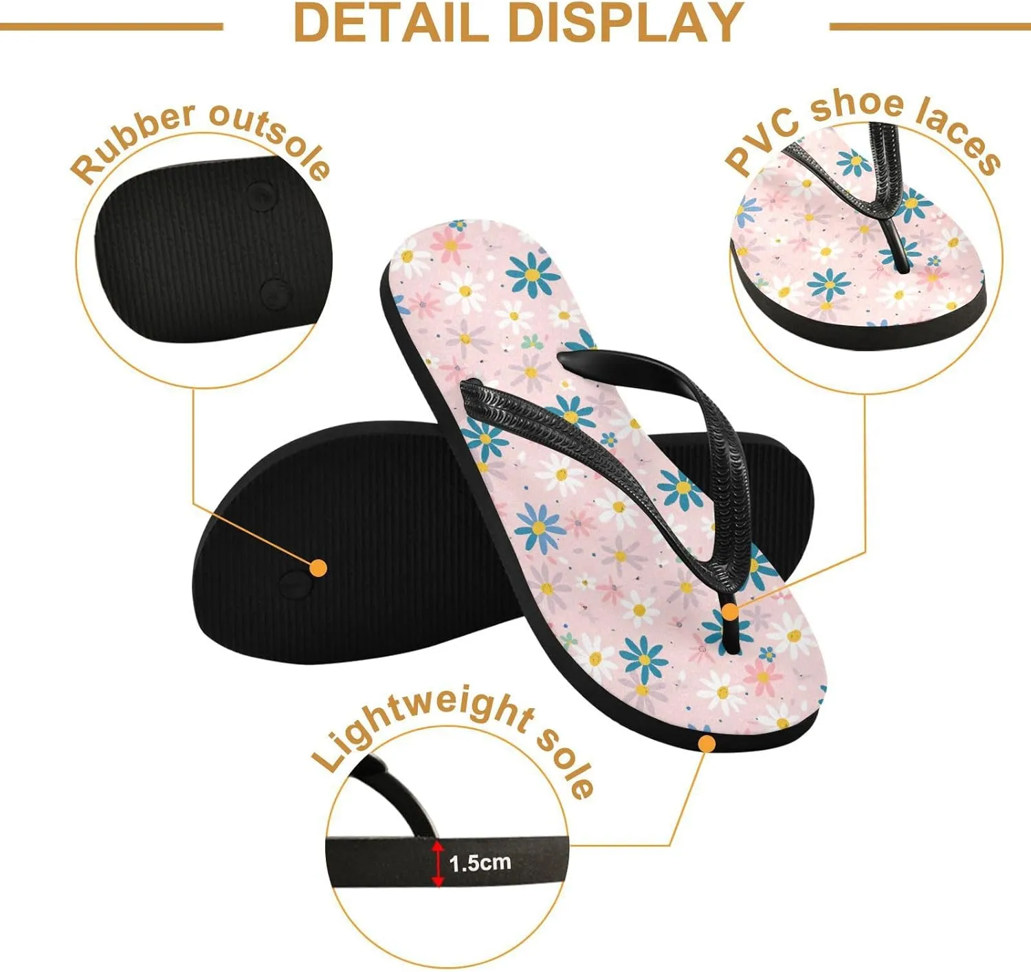MNSRUU Flip Flops for Women Men Pineapple Flowers Flip Flops Womens Slides Men Sandals Shower Slippers Summer Non-Slip Flipflops for Swim Beach Bathroom, XS