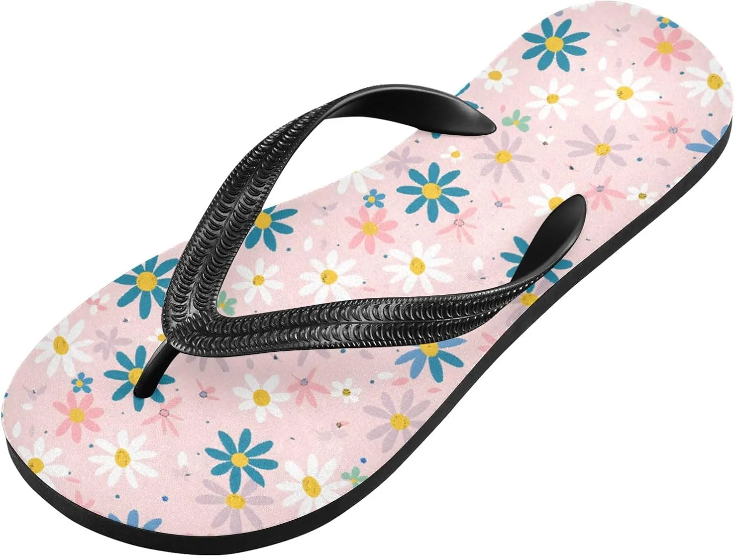 MNSRUU Flip Flops for Women Men Pineapple Flowers Flip Flops Womens Slides Men Sandals Shower Slippers Summer Non-Slip Flipflops for Swim Beach Bathroom, XS