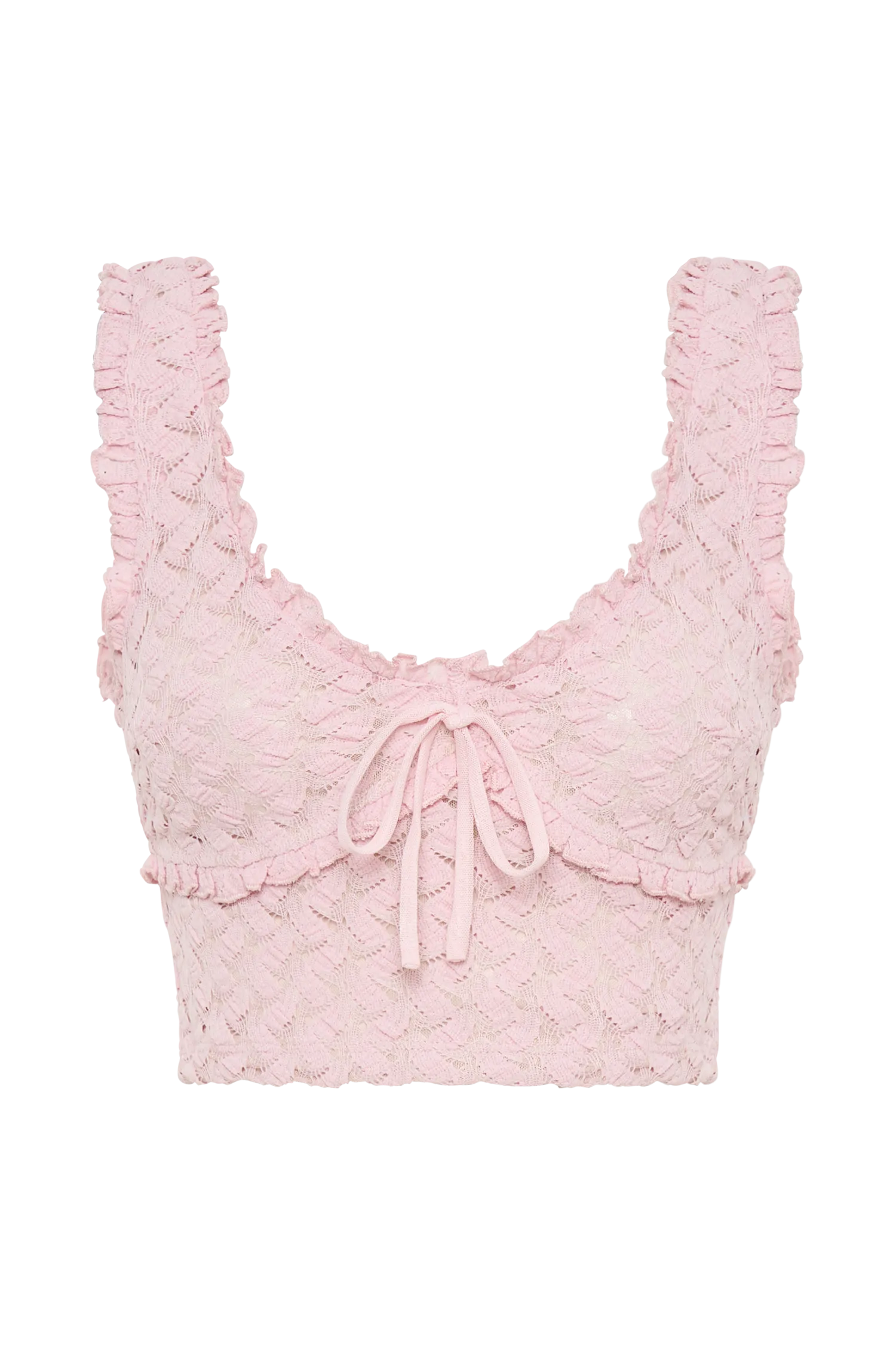 Morgan Mesh And Lace Sleeveless Top - Powder Pink