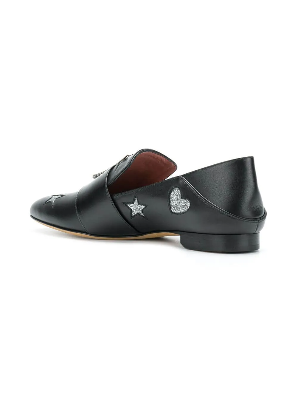 NEW Bally Janelle Hearts Women's 6221029 Black Leather Loafers US 7 MSRP $675