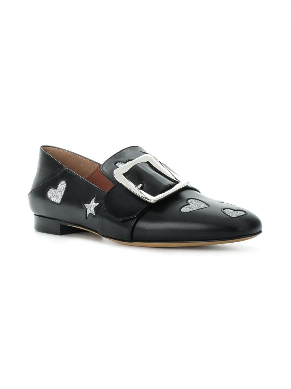 NEW Bally Janelle Hearts Women's 6221029 Black Leather Loafers US 7 MSRP $675