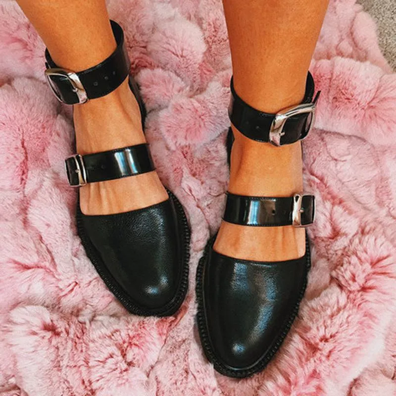 New Fashion Trends Outfits Low Heel Shallow Buckle Sandals