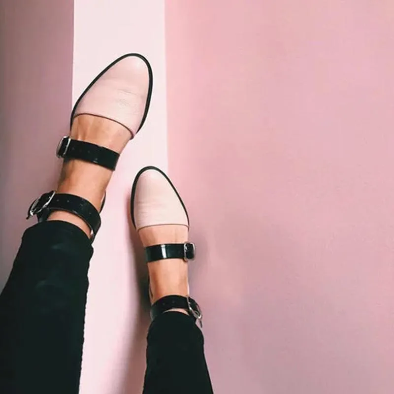 New Fashion Trends Outfits Low Heel Shallow Buckle Sandals