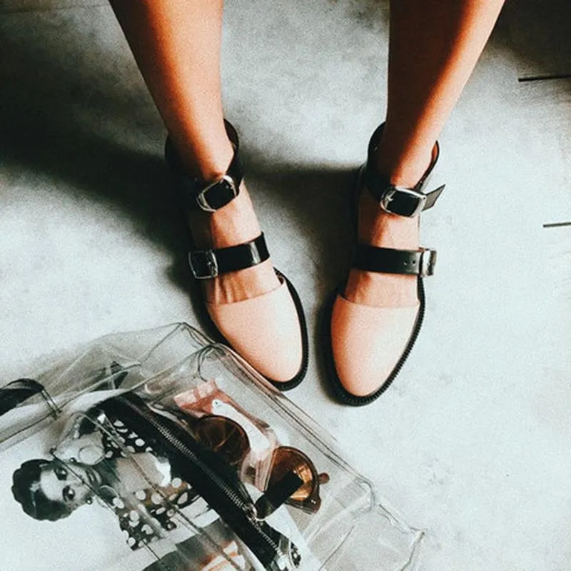 New Fashion Trends Outfits Low Heel Shallow Buckle Sandals