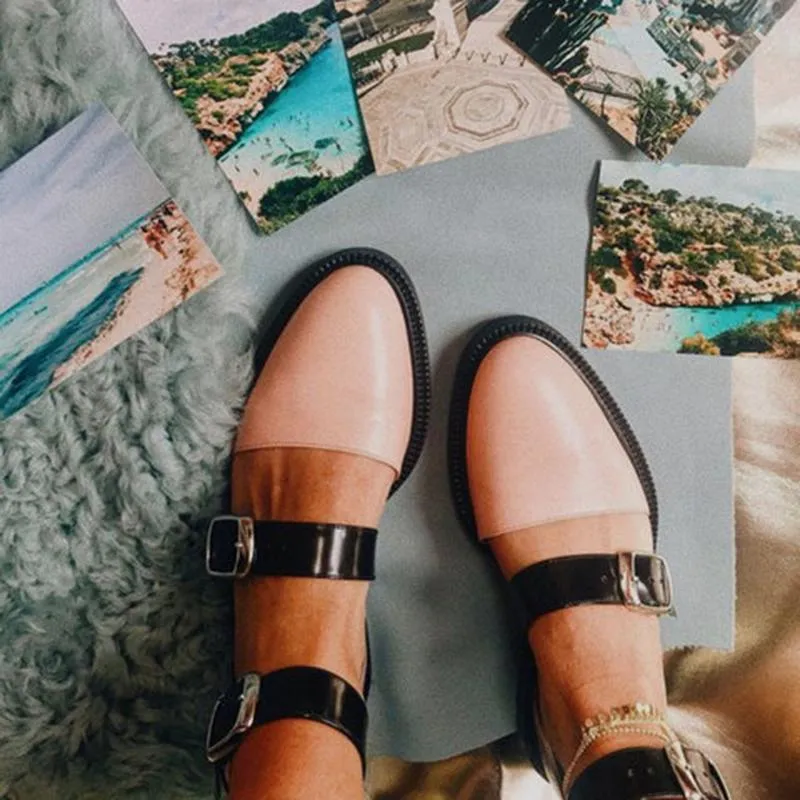 New Fashion Trends Outfits Low Heel Shallow Buckle Sandals