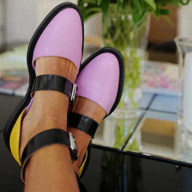New Fashion Trends Outfits Low Heel Shallow Buckle Sandals