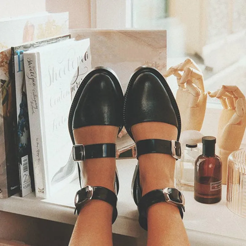 New Fashion Trends Outfits Low Heel Shallow Buckle Sandals