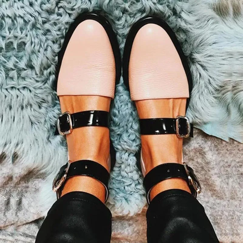 New Fashion Trends Outfits Low Heel Shallow Buckle Sandals