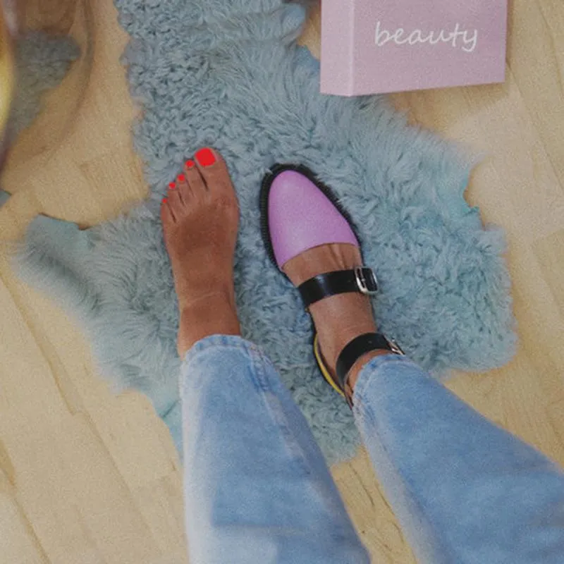 New Fashion Trends Outfits Low Heel Shallow Buckle Sandals