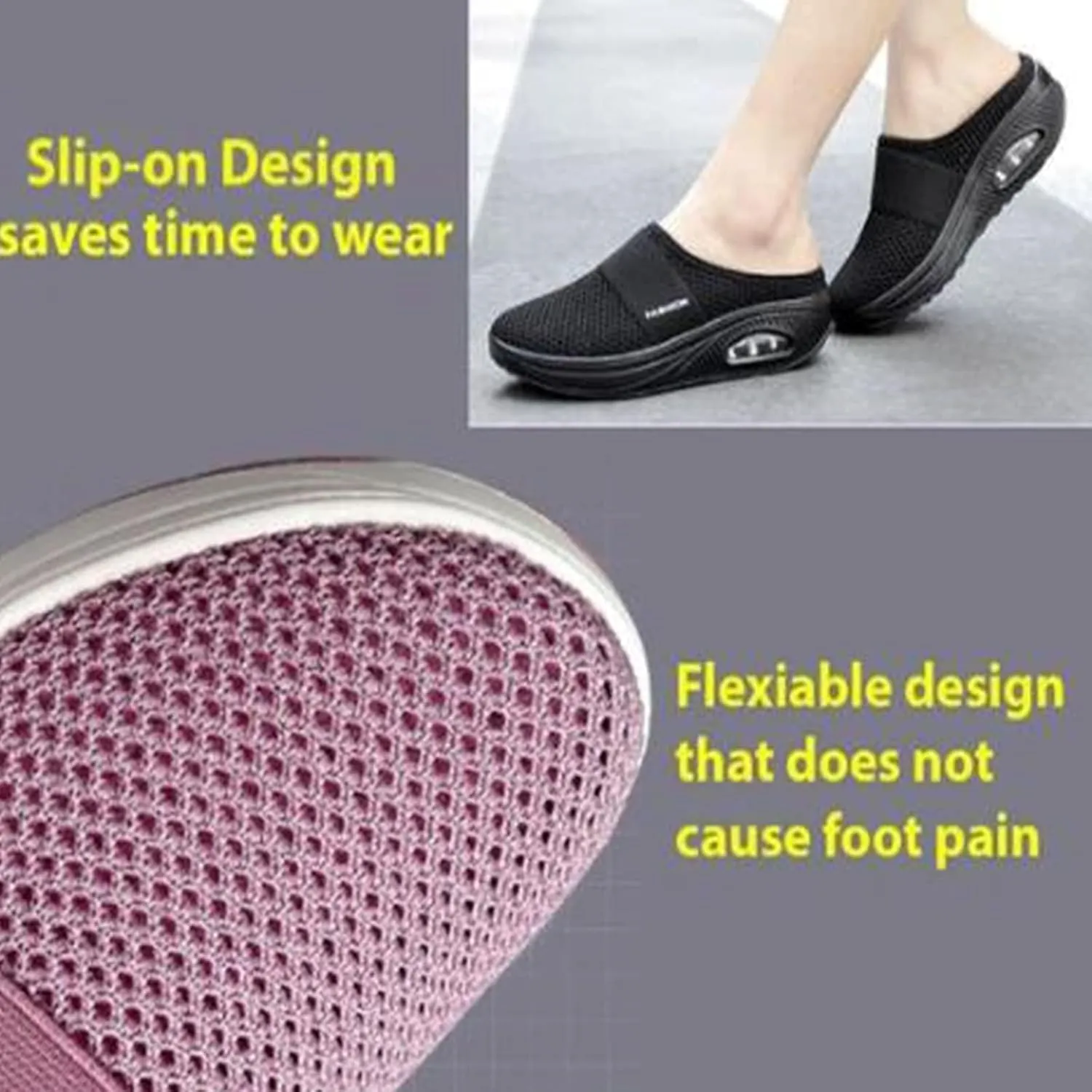 Orthopedic Slippers for Women Comfort Wear Orthowear Shoes Diabetic Shoes Sandals Air Cushion Slip On Walking Shoe with Arch-Support Womens Comfortorthowear Shoe Breathable Slippers