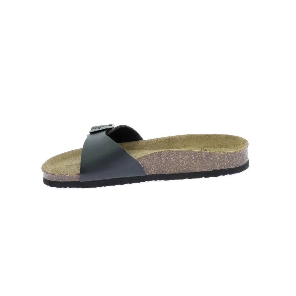 Paire de mules noire en cuir et liège