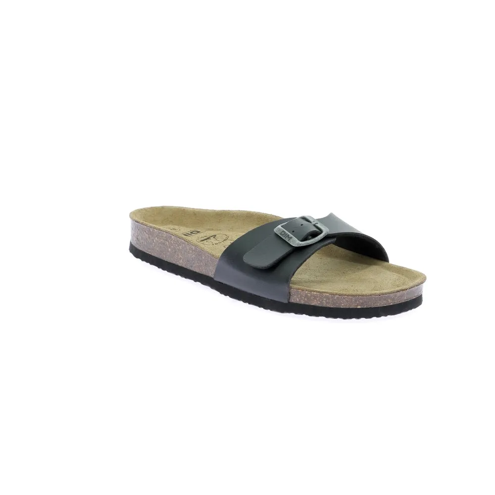 Paire de mules noire en cuir et liège