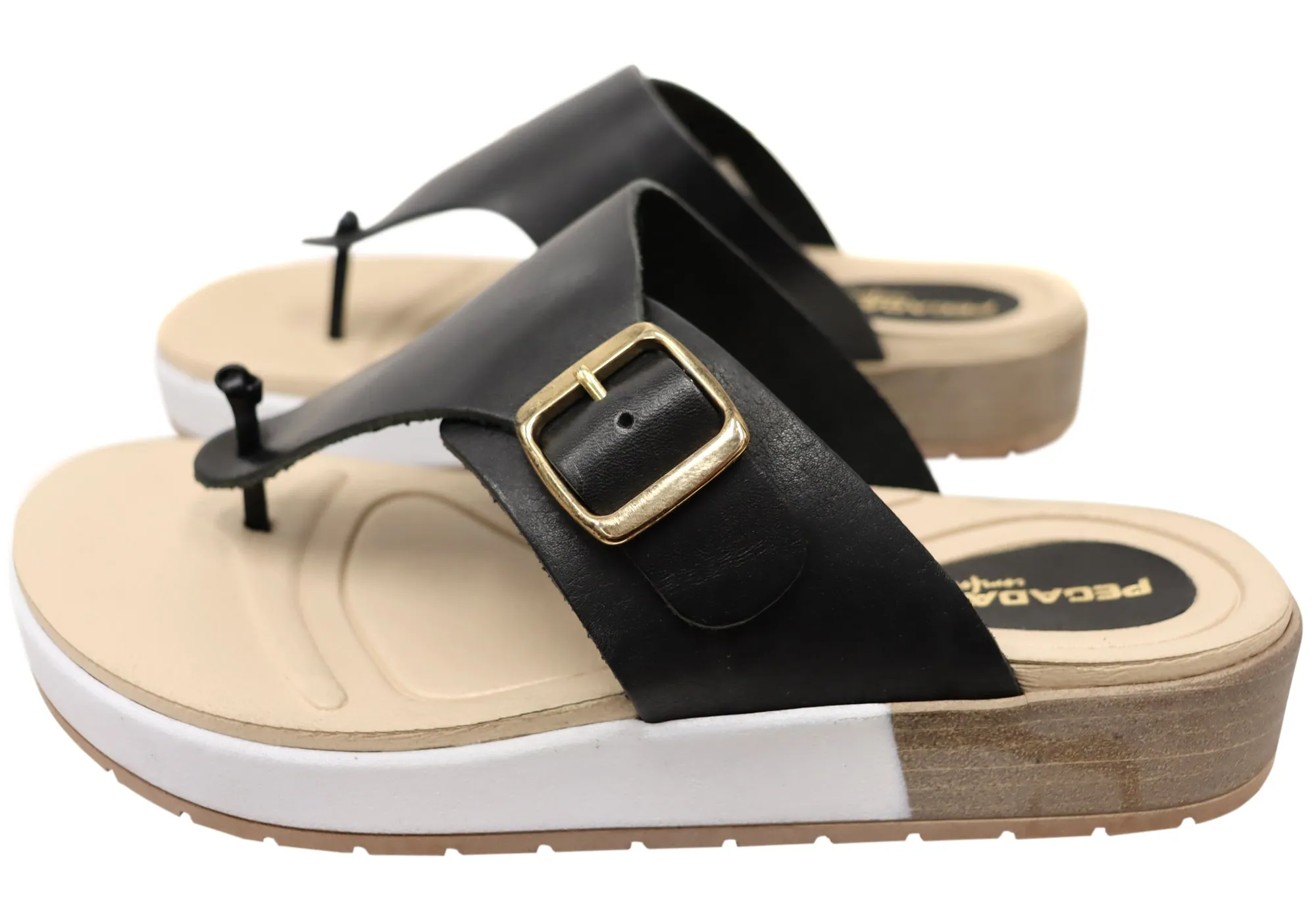 Pegada Nolo Womens Comfort Leather Thongs Sandals Made In Brazil