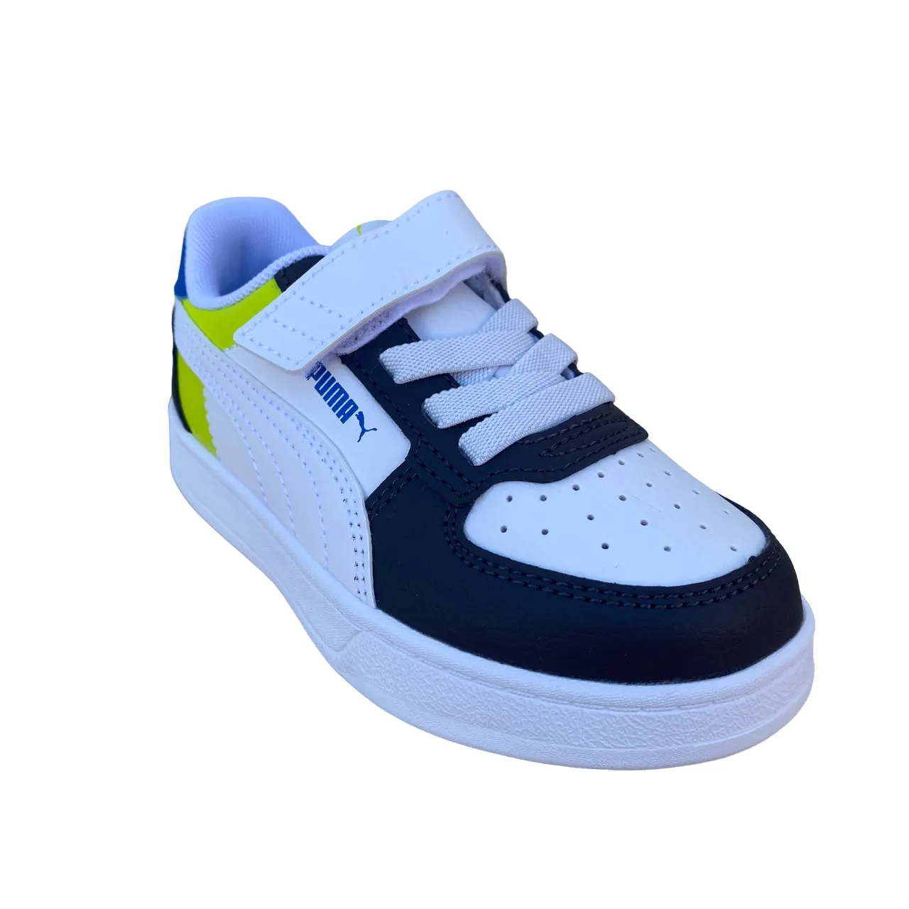 Puma scarpa sneakers da bambino Caren 2.0 Block 394462-03 bianco-carbone-lime