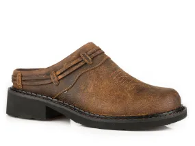 Roper Womens Laces Crazy Horse Leather Mules Shoes
