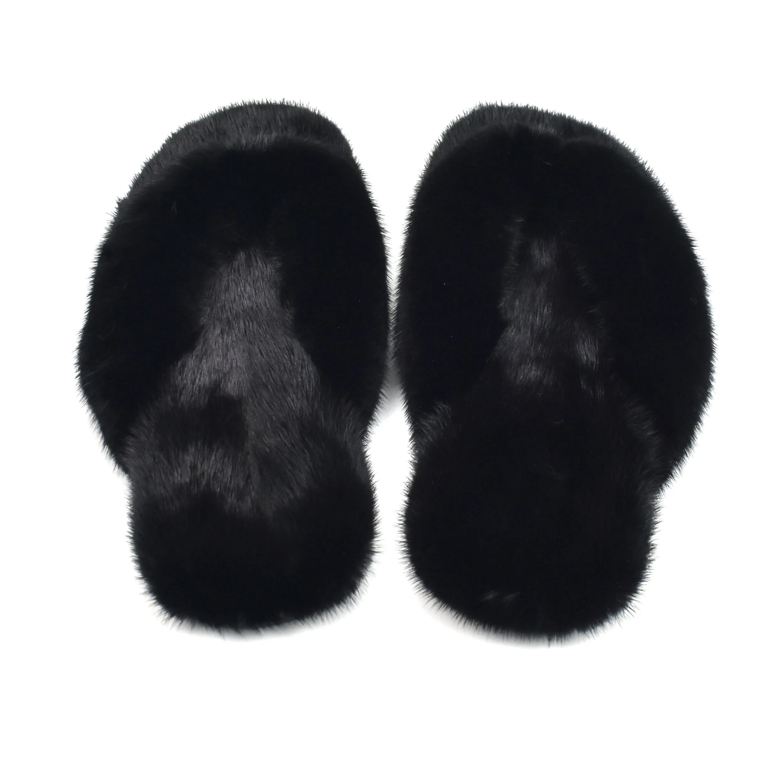 Saint Laurent - Black Genuine Fur Pepe Flip Flops
