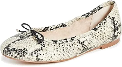 Sam Edelman Felicia Slip-On Rounded Toe Flexible Ballet Flat Black Nude Snake