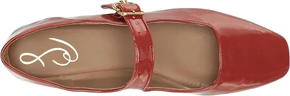 Sam Edelman Michaela Dark Auburn Rust Mary Jane Ankle Strap Squared Toe Flats