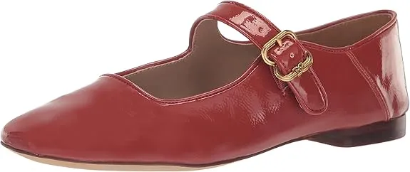 Sam Edelman Michaela Dark Auburn Rust Mary Jane Ankle Strap Squared Toe Flats