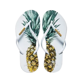 Samba Sol Women’s Fashion Collection Flip Flops - Pineapple White Strap