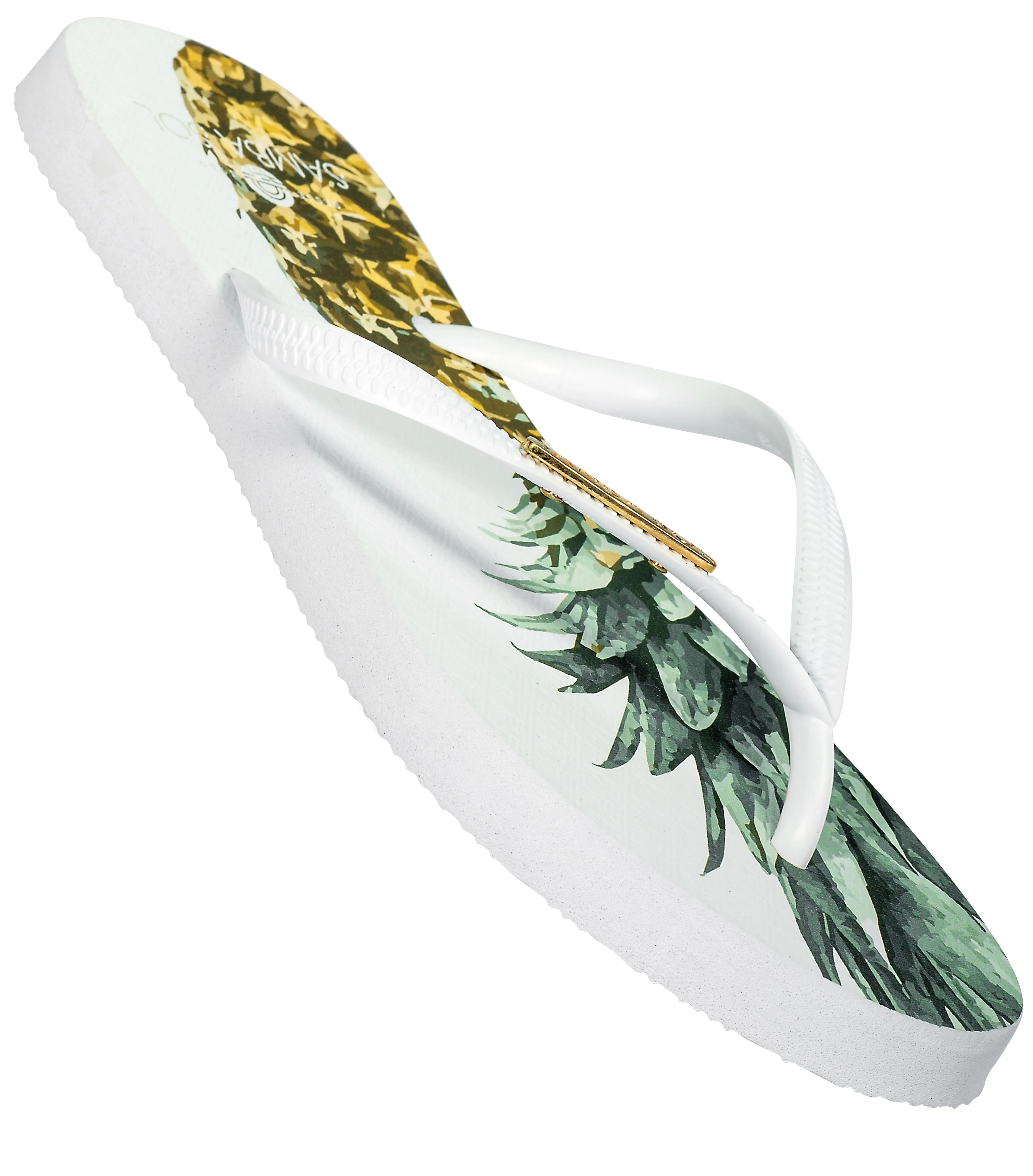 Samba Sol Women’s Fashion Collection Flip Flops - Pineapple White Strap