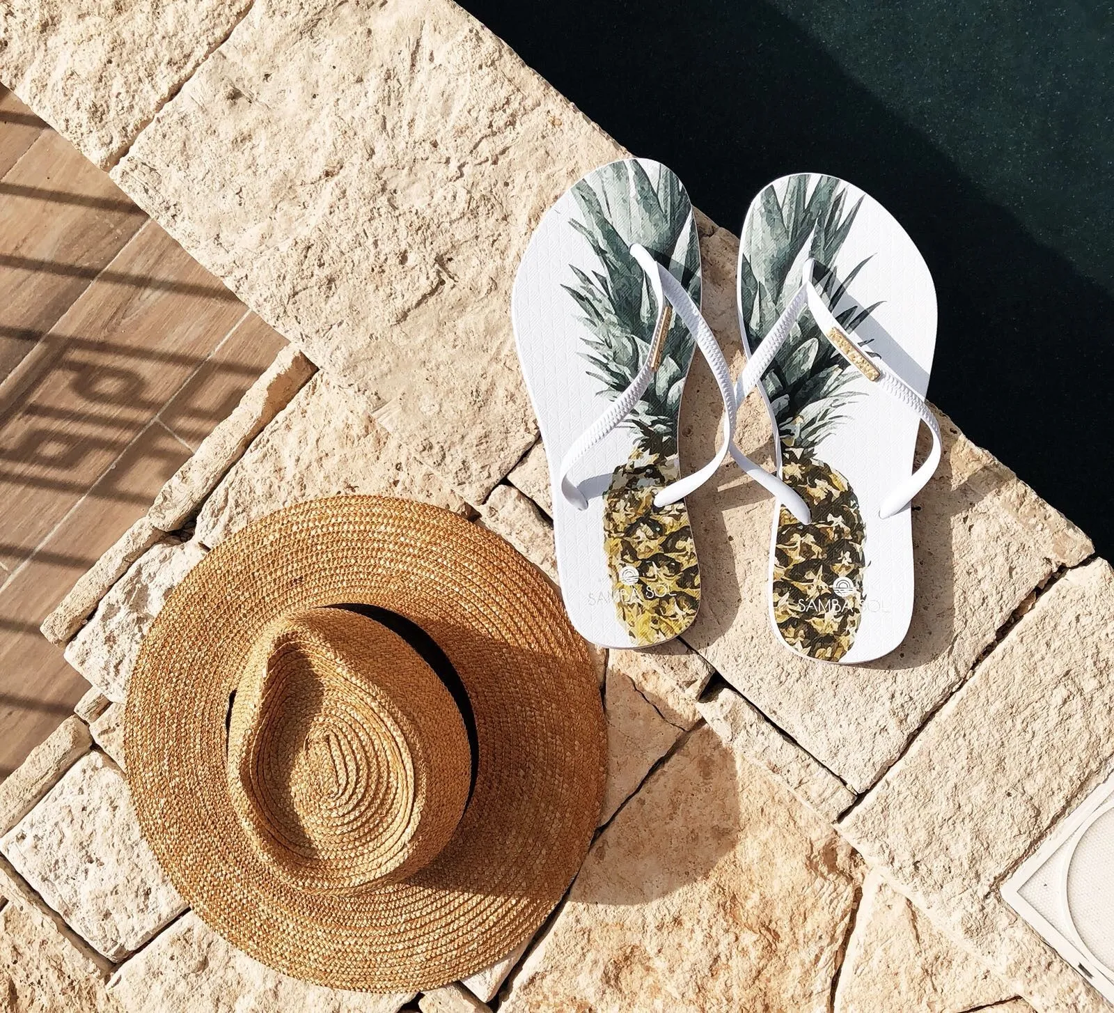 Samba Sol Women’s Fashion Collection Flip Flops - Pineapple White Strap