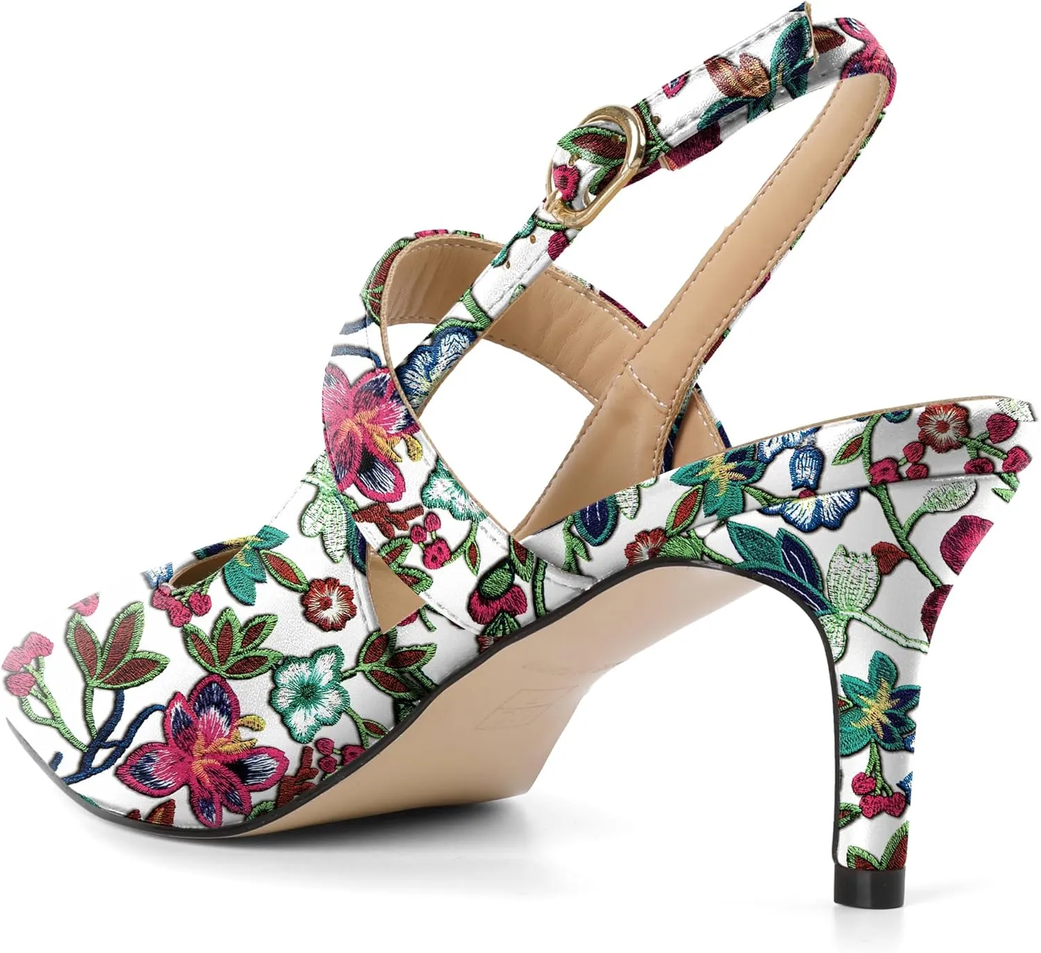 SAMMITOP Womens Slingback Kitten Heels Closed Pointed Toe Ankle Strap Pumps Elegant Casual Wedding Office Dressy Shoes 2.5 Inch